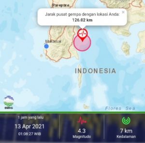 Gempa Bumi Landa Bulukumba, Magnitudo 4,3