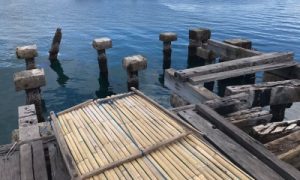 Bergerak Cepat, Sore Ini Sekda Majene Tinjau Kondisi Kayu Ulin Dermaga Pelabuhan yang “Tragis”