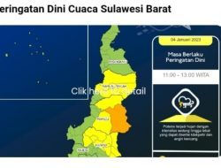 Rabu 4 Januari 2023, Peringatan Dini Cuaca di Sulbar