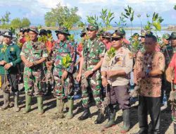TNI–Polri Kolaborasi Tanam Mangrove di Pesisir Pantai Lalattedzong Kecamatan Sendana