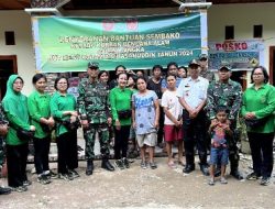 Dandim 1414/Tator Dan Ketua Persit Salurkan Bantuan Sembako Kepada Warga Yang Terdampak Bencana Alam di Buntao