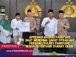 Apresiasi Baznas Parepare Saat Menerima Zakat Fitrah 469 Personel Polres Parepare, Sesuai Ketentuan Syariat Islam